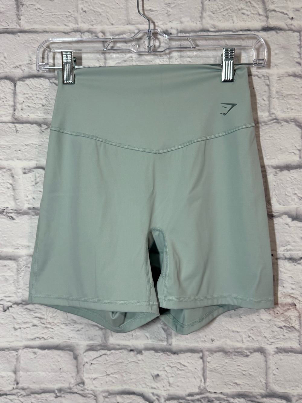 Gymshark Mint Green High-Waist Training Shorts, Medium